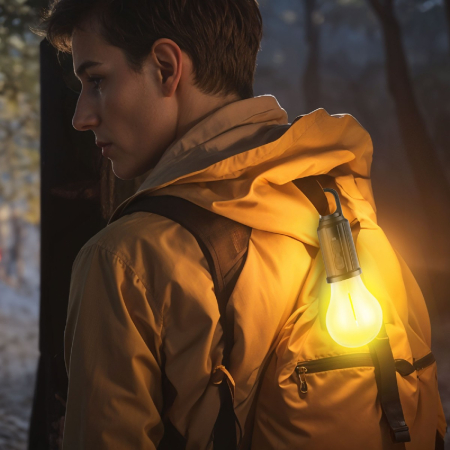 Lampa solară suspendată, formă bec, USB-C, 100 lumeni, 400 mAh [1]