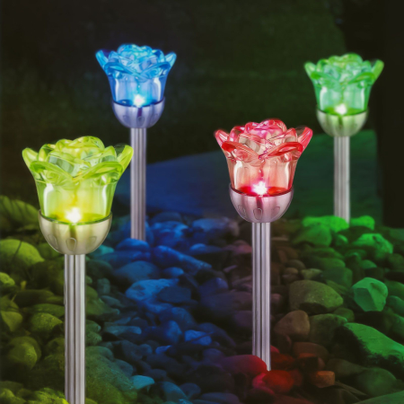Lampă solară - trandafir - 1 LED RGB - 8 x 36,5 cm [2]