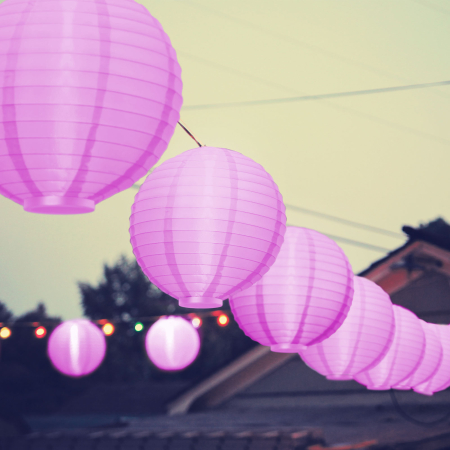 Grădină - Lampion LED - magenta - 2 x AAA