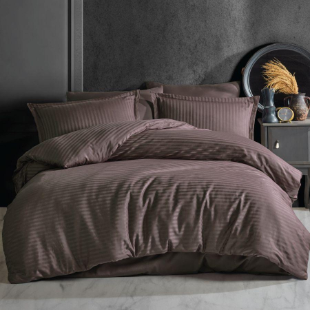 Lenjerii de pat - Lenjerie de pat bumbac 100 % cu husa pentru saltea de 140x200,160 x 200 sau 180 x 200-maro