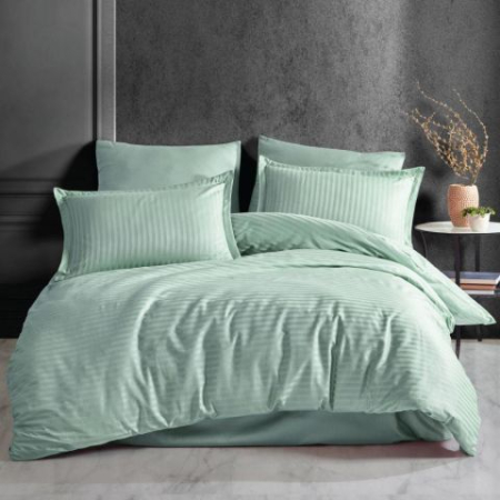 Lenjerii de pat - Lenjerie de pat bumbac 100 % cu husa pentru saltea de 140x200, 160 x 200 sau 180 x 200 -verde mint