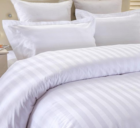 Textile pentru casă - Lenjerie de pat damasc bumbac 100% -dunga 3cm