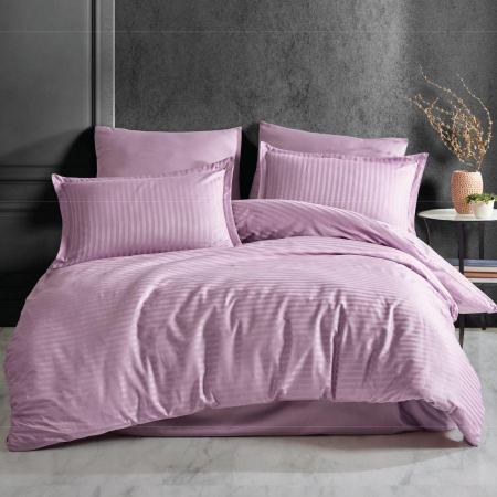 Textile pentru casă - Lenjerie de pat damasc bumbac 100% - lila  două persoane
