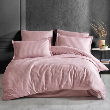 Textile pentru casă - Lenjerie de pat damasc bumbac 100% - pink două persoane
