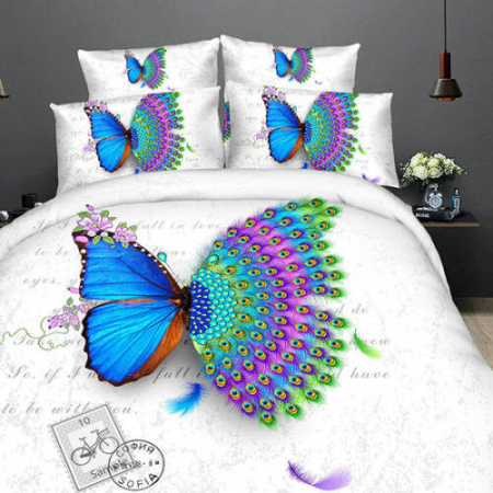 Textile pentru casă - Lenjerie de pat digital print 3d (butterfly peacock)