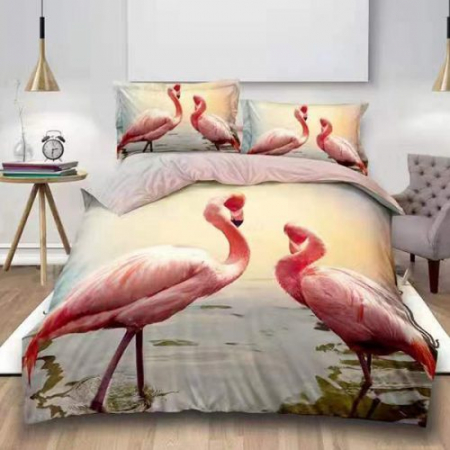 Textile pentru casă - Lenjerie de pat digital print 3d (flamingo v9)