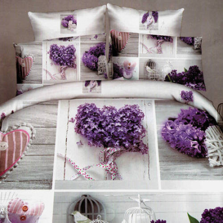 Textile pentru casă - Lenjerie de pat digital print 3d (liliac 2)