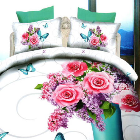 Lenjerii de pat - Lenjerie de pat digital print 3d (liliac flowers)
