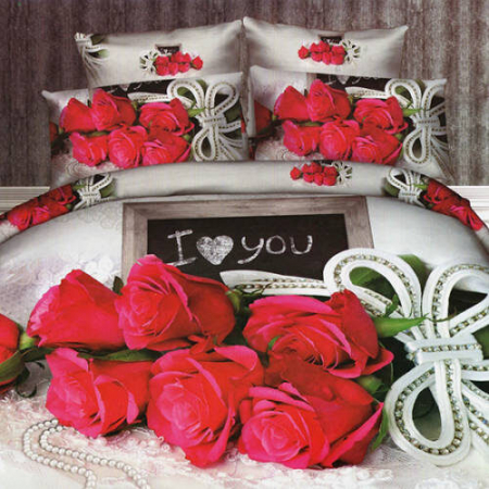 Textile pentru casă - Lenjerie de pat digital print 3d (love 2)