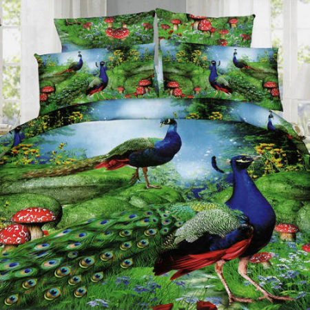 Textile pentru casă - Lenjerie de pat digital print 3d (pea-fowl)