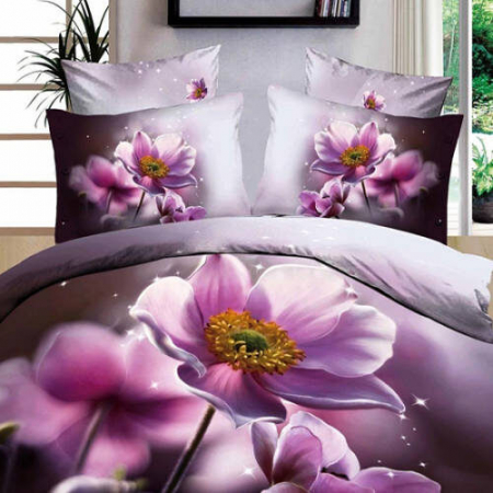 Textile pentru casă - Lenjerie de pat digital print 3d (purple flower)