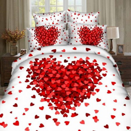 Textile pentru casă - Lenjerie de pat digital print 3d (red heart)