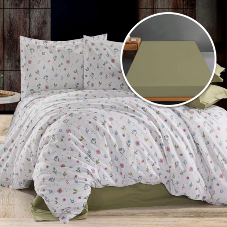 Lenjerii de pat - Lenjerie de pat ranforce, 100% bumbac, cu husă universală pentru saltea de 140cm x 200cm / 160cm x 200cm-abbie