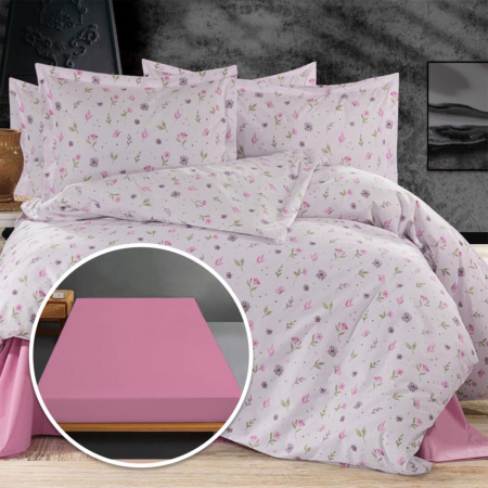 Lenjerii de pat - Lenjerie de pat ranforce, 100% bumbac, cu husă universală pentru saltea de 140cm x 200cm / 160cm x 200cm-abigail