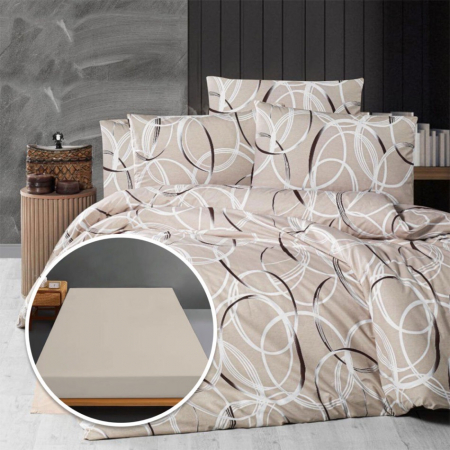 Textile pentru casă - Lenjerie de pat ranforce, 100% bumbac, cu husă universală pentru saltea de 140cm x 200cm / 160cm x 200cm-ali