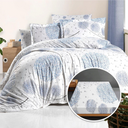 Textile pentru casă - Lenjerie de pat ranforce, 100% bumbac, cu husă universală pentru saltea de 140cm x 200cm / 160cm x 200cm-ava