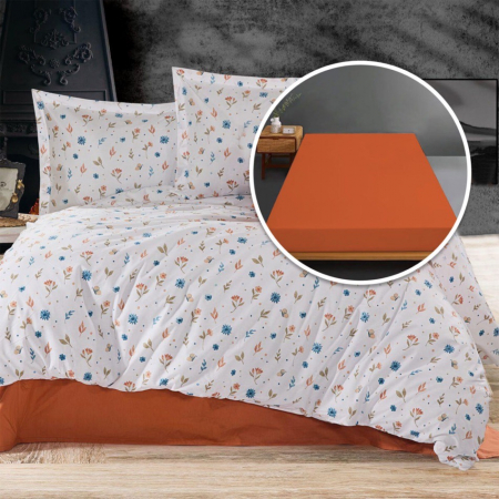Textile pentru casă - Lenjerie de pat ranforce, 100% bumbac, cu husă universală pentru saltea de 140cm x 200cm / 160cm x 200cm mara