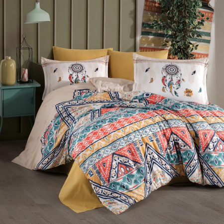 Textile pentru casă - Lenjerie de pat ranforce clasy king size (boho)