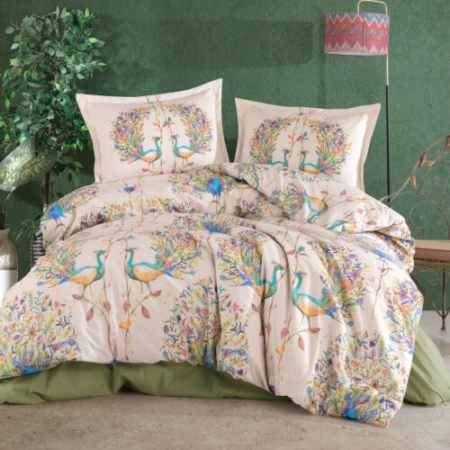 Textile pentru casă - Lenjerie de pat ranforce clasy king size (pavone)