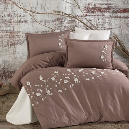 Lenjerii de pat - Lenjerie de pat satin brodat 6 piese (fiore v2)