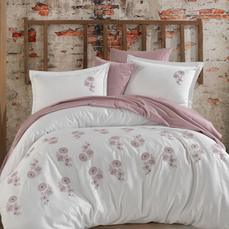 Textile pentru casă - Lenjerie de pat satin brodat 6 piese (yade v1)