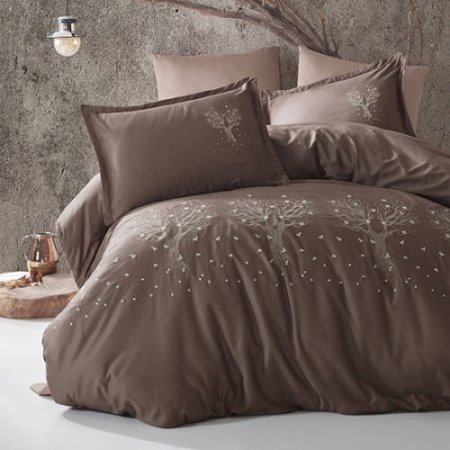 Lenjerii de pat - Lenjerie de pat satin brodat 6 piese (zepelin v1)