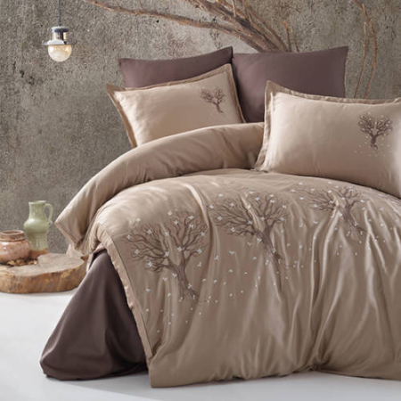 Textile pentru casă -  LENJERIE DE PAT SATIN BRODAT 6 PIESE (ZEPELIN V2)