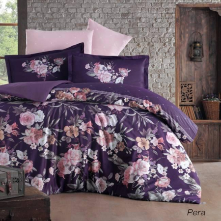 Lenjerii de pat - Lenjerie de pat satin clasy king size (pera)