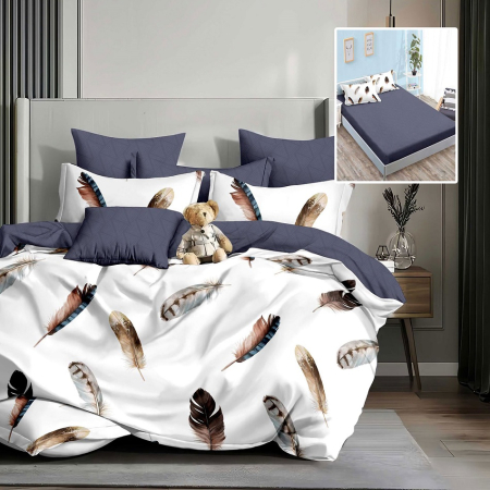 Lenjerii de pat - Lenjerie finet 6 piese cu husă – 160×200 și 180×200 (evelyn-vh)