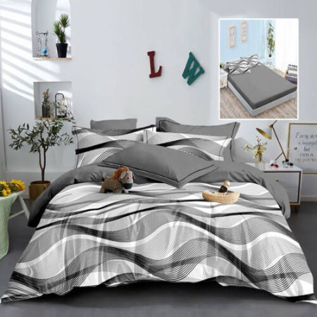 Textile pentru casă - Lenjerie finet 6 piese cu husă – 160×200 și 180×200 (hf6p237)