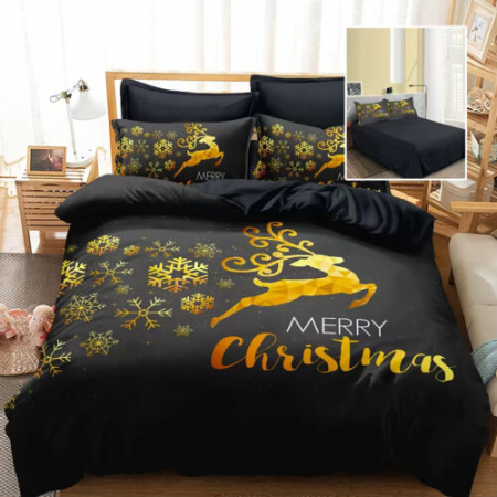 Textile pentru casă - Lenjerie pat finet 3d 6 piese craciun f-xmas53