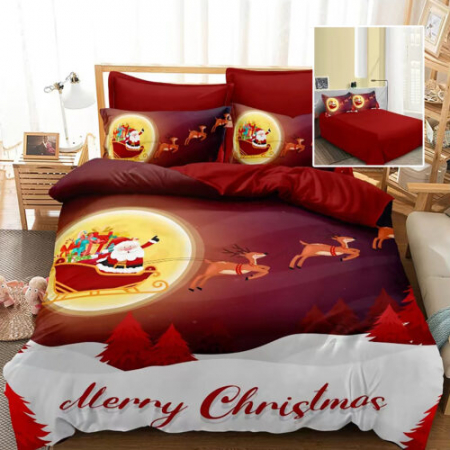 Textile pentru casă - Lenjerie pat finet 3d 6 piese craciun f-xmas57