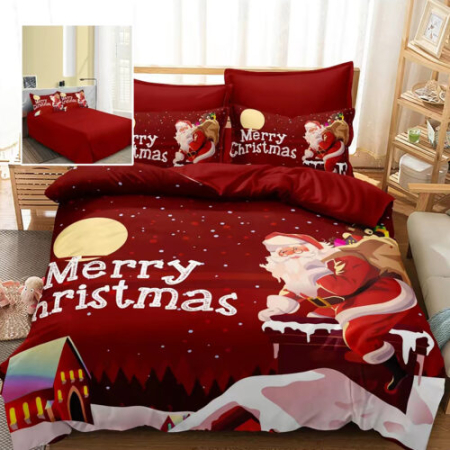 Lenjerii de pat - Lenjerie pat finet 3d 6 piese craciun f-xmas69