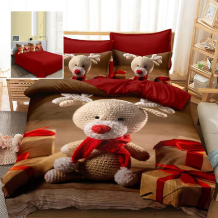 Lenjerii de pat - Lenjerie pat finet 3d 6 piese craciun f-xmas74