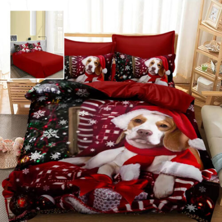 Lenjerii de pat - Lenjerie pat finet 3d 6 piese craciun f-xmas77