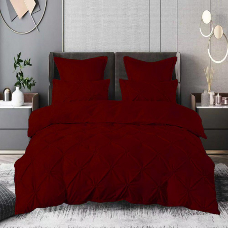 Textile pentru casă - Lenjerie pat finet uni 6 piese grena