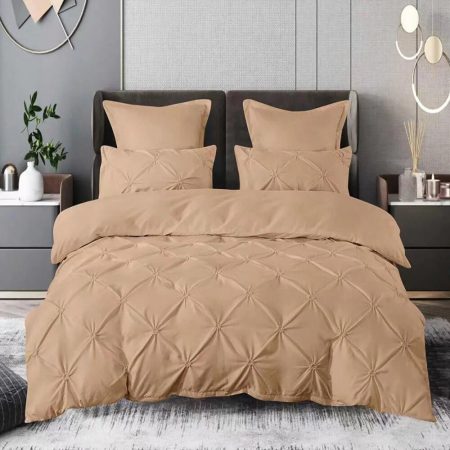 Textile pentru casă - Lenjerie pat finet uni 6 piese (maro)