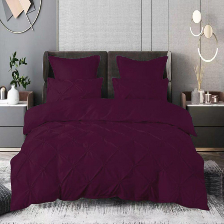 Textile pentru casă - Lenjerie pat finet uni 6 piese mov