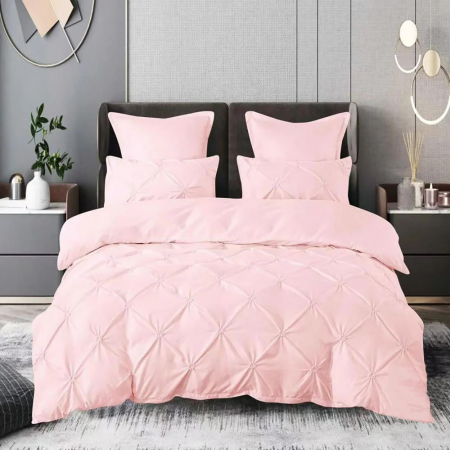 Textile pentru casă - Lenjerie pat finet uni 6 piese (roz)