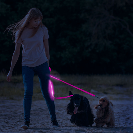Lesă LED cu baterie - 120 x 2,5 cm - roz [1]