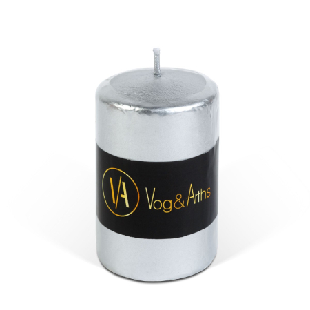 Articole pentru casă - Lumânare cilindrică – argintie, fără parfum – 130 g