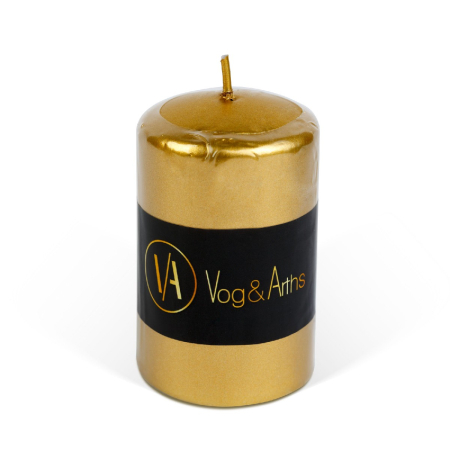 Articole pentru casă - Lumânare cilindrică – aurie, fără parfum – 130 g