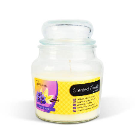 Articole pentru casă - Lumânare parfumată – borcan cu capac – Violet & Vanilla – 310 g