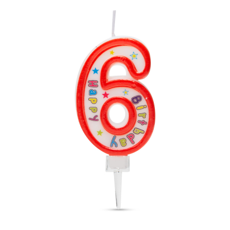 Articole pentru casă - Lumânare pentru tort în forma cifrei 6.  Dimensiune: 6,5 x 4 cm