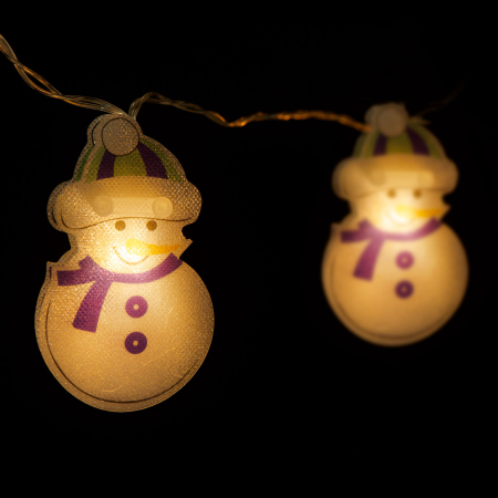 Articole pentru casă - Lumină cu LED - om de zăpadă - 10 LED - 1,35 metri - alb cald - 2 x AA