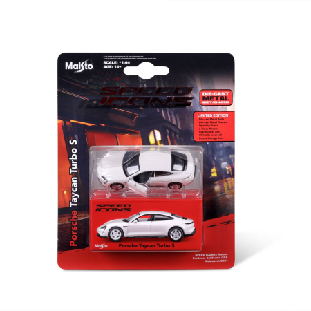 Mașinuțe, Motociclete, Elicoptere, Avioane - MAISTO MASINUTA METALICA SPEED ICONS PORSCHE TAYCAN TURBO S ALB SCARA 1 LA 64