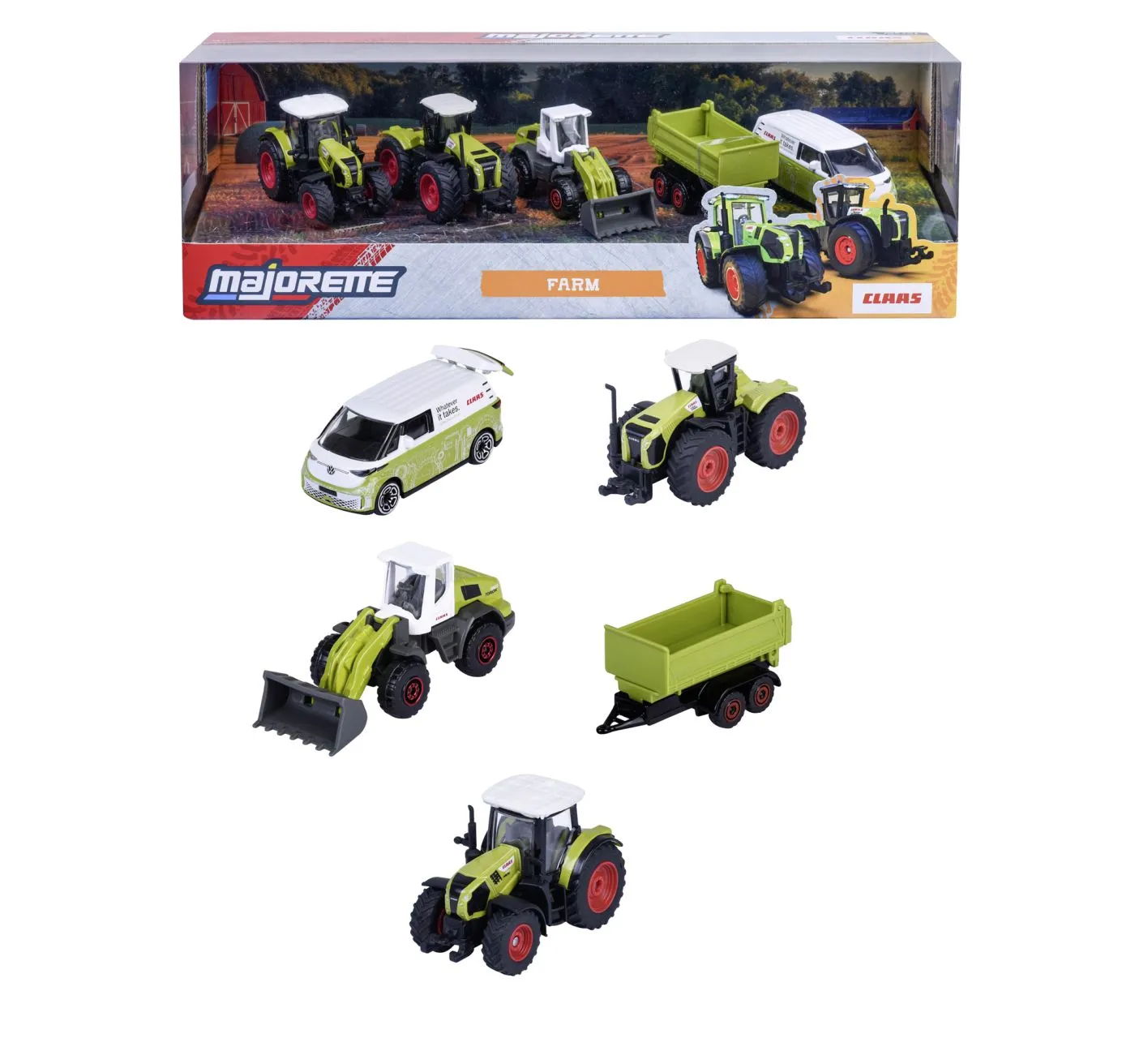 Mașinuțe cu telecomandă - MAJORETTE CLASS SET 5 VEHICULE AGRICOLE METALICE FARM 7.5CM