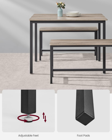 Articole pentru casă - Masa de bar cu 2 banci, design industrial, 110x70x75cm, stejar sonoma