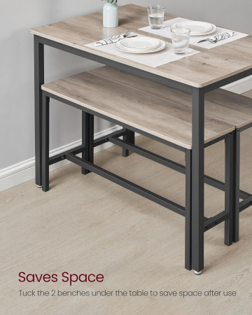 Masa de bar cu 2 banci, design industrial, 110x70x75cm, stejar sonoma [1]