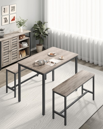 Masa de bar cu 2 banci, design industrial, 110x70x75cm, stejar sonoma [3]